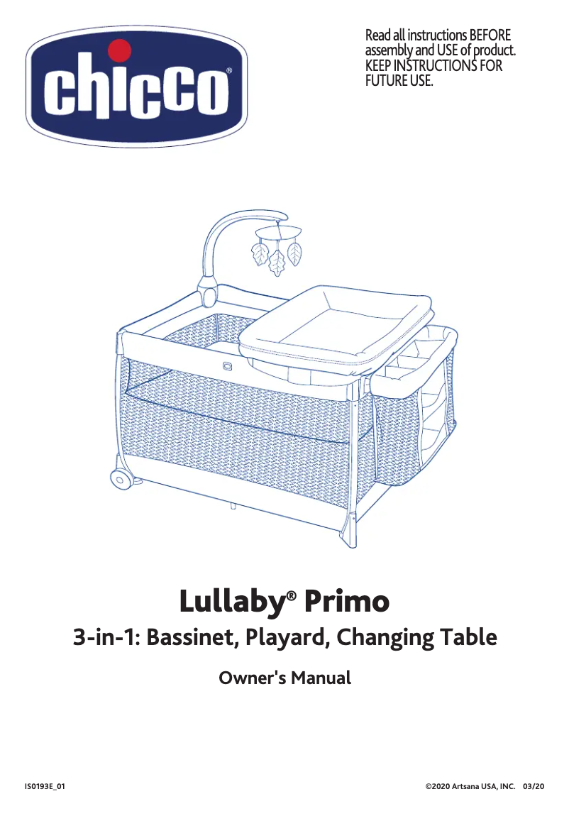 Page n°1 - Manuel utilisateur Chicco Lullaby Primo