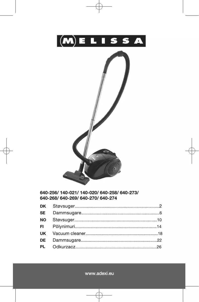 Page n°1 - Manuel utilisateur Melissa 640-274