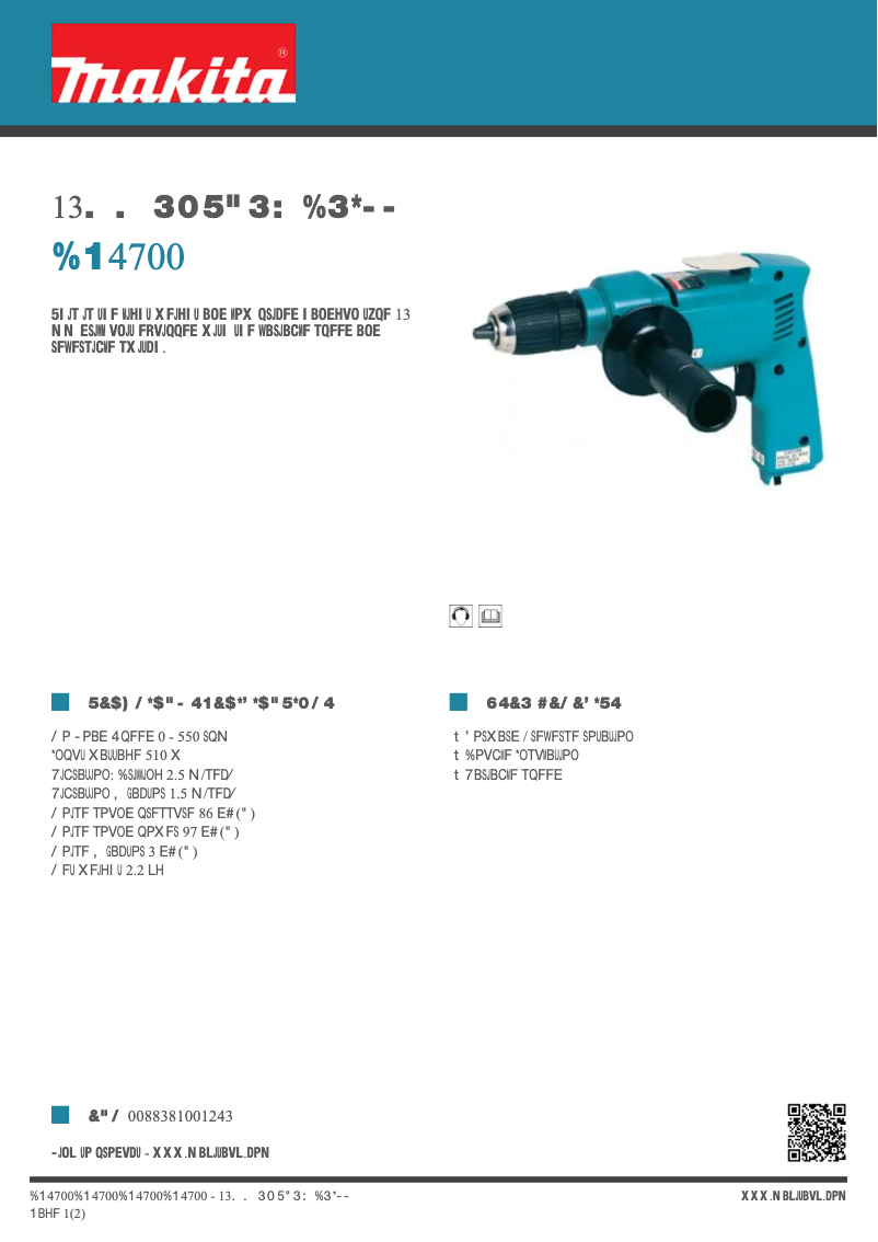 Page 1 de la notice Fiche technique Makita DP4700