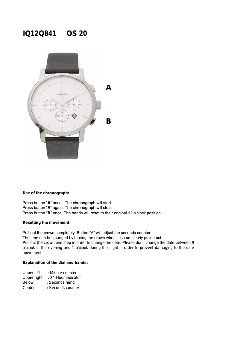 Page n°1 - Manuel utilisateur Danish Design Q841