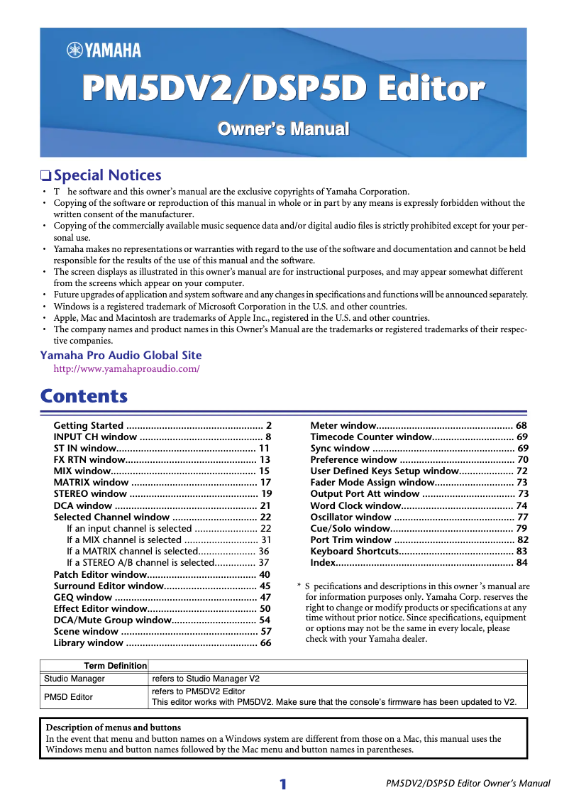 Page n°1 - Manuel utilisateur Yamaha DCU5D