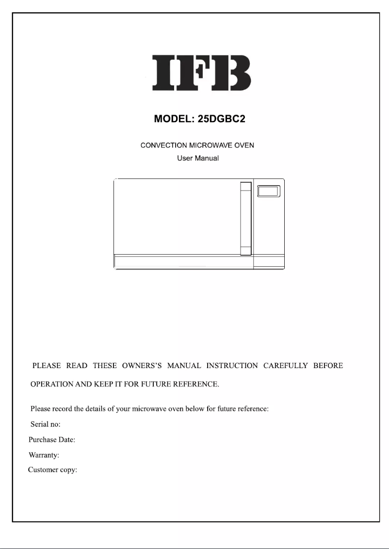 Page n°1 - Manuel utilisateur IFB 25DGBC2
