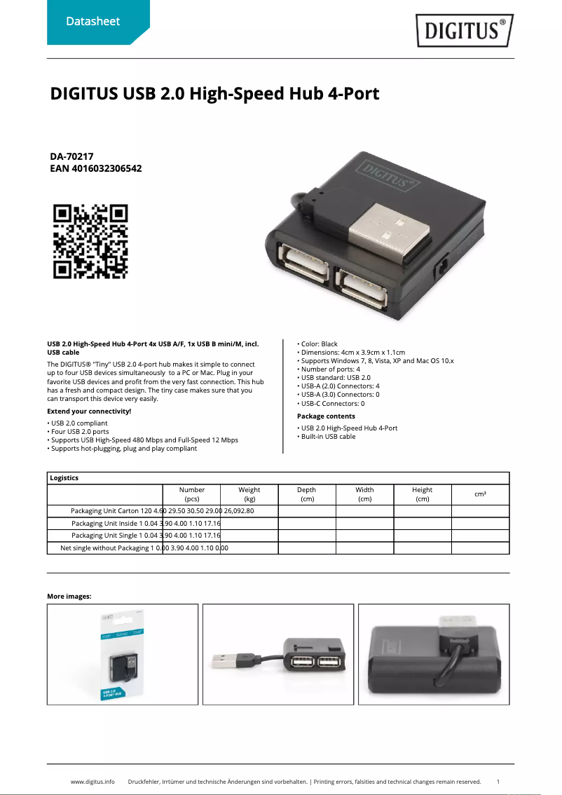 Page 1 de la notice Manuel utilisateur Digitus DA-70217