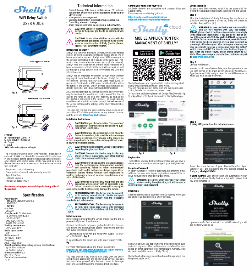 Page n°1 - Manuel utilisateur Shelly WiFi Relay Switch