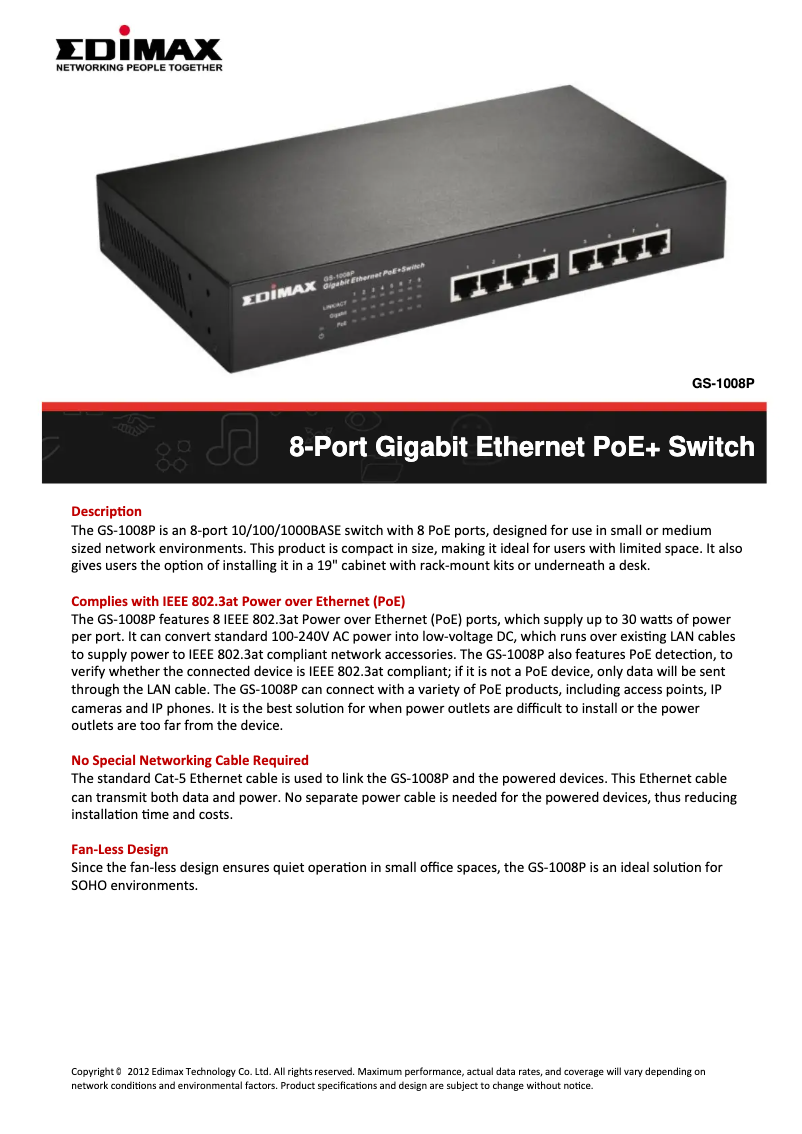 Image de la première page du manuel de l'appareil GS-1008P