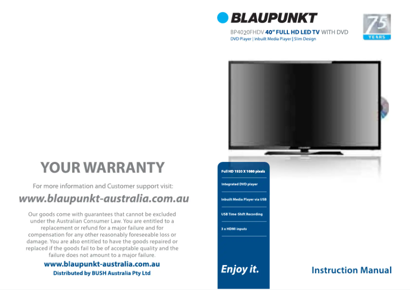 Image de la première page du manuel de l'appareil BP4020FHDV