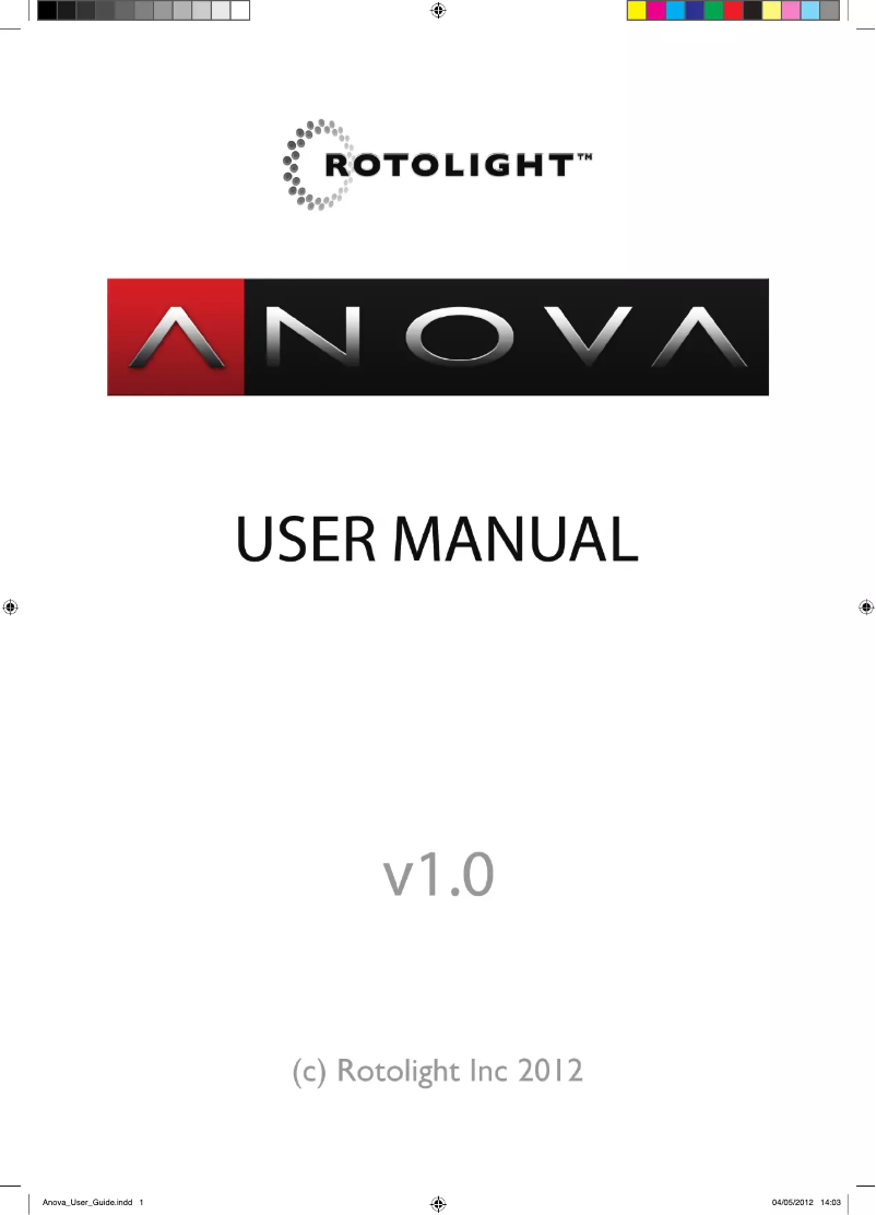 Page n°1 - Manuel utilisateur Rotolight Anova Solo