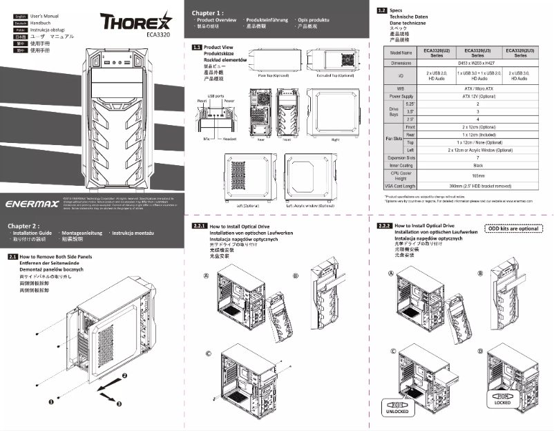 Page 1 de la notice Manuel utilisateur Enermax Thorex