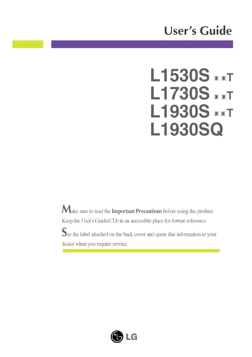 Page 1 de la notice Manuel utilisateur LG L1930S