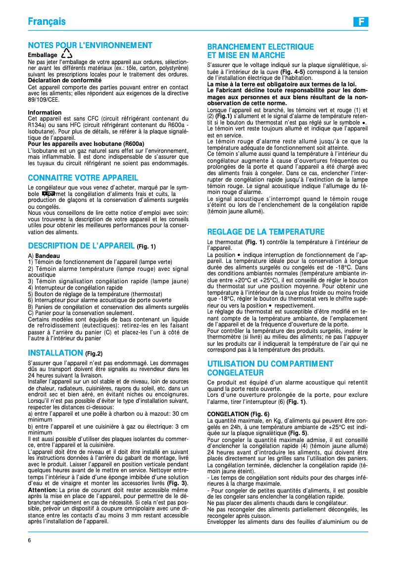 Page 1 de la notice Manuel utilisateur Whirlpool AFB 823
