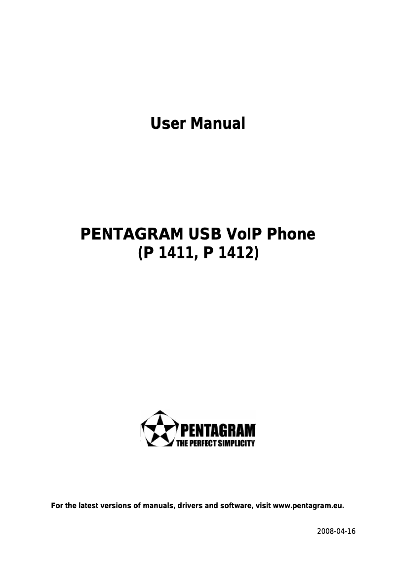 First page image of the manual for USB VoIP Phone P 1412