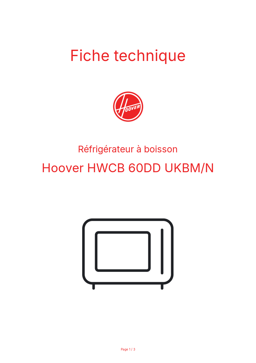 Page n°1 - Fiche technique Hoover HWCB 60DD UKBM/N