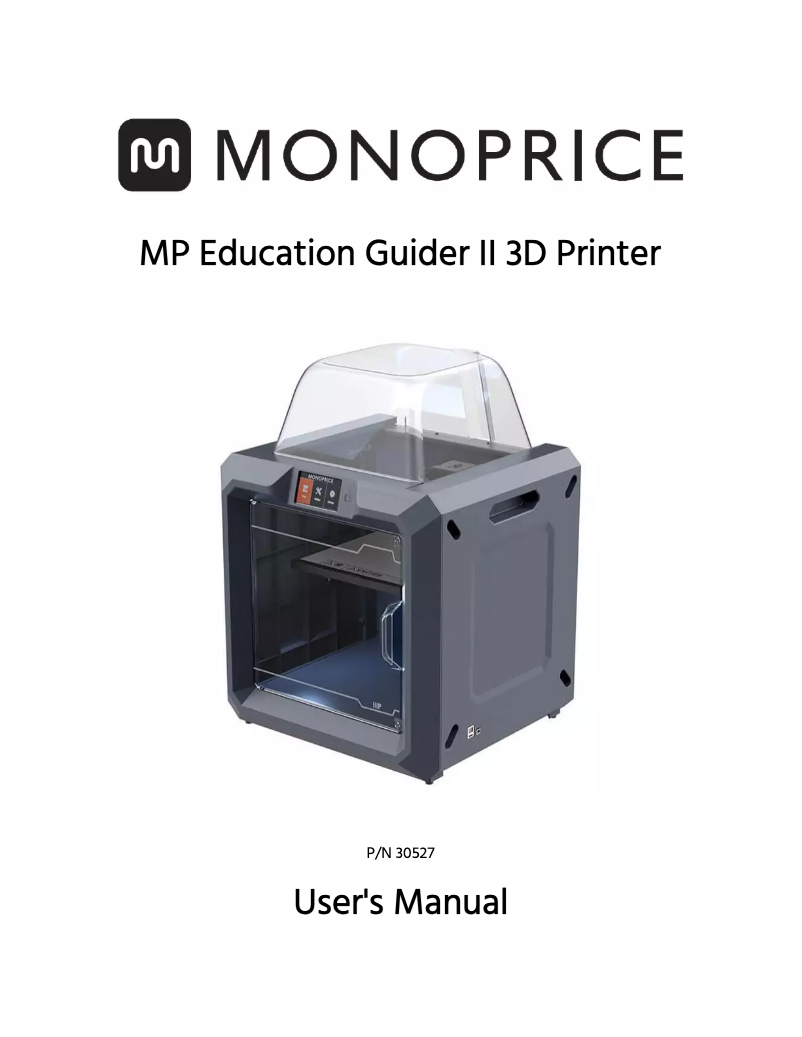 Page 1 de la notice Manuel utilisateur Monoprice Fully Enclosed 300