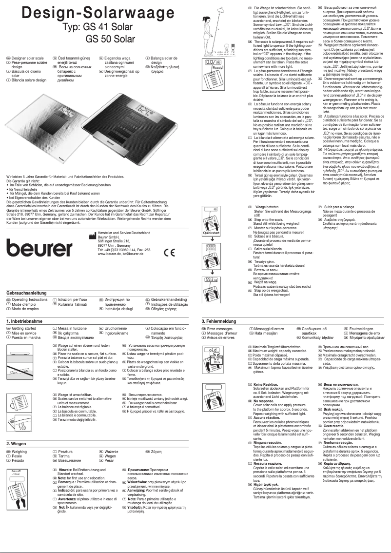 Page 1 de la notice Manuel utilisateur Beurer GS 41
