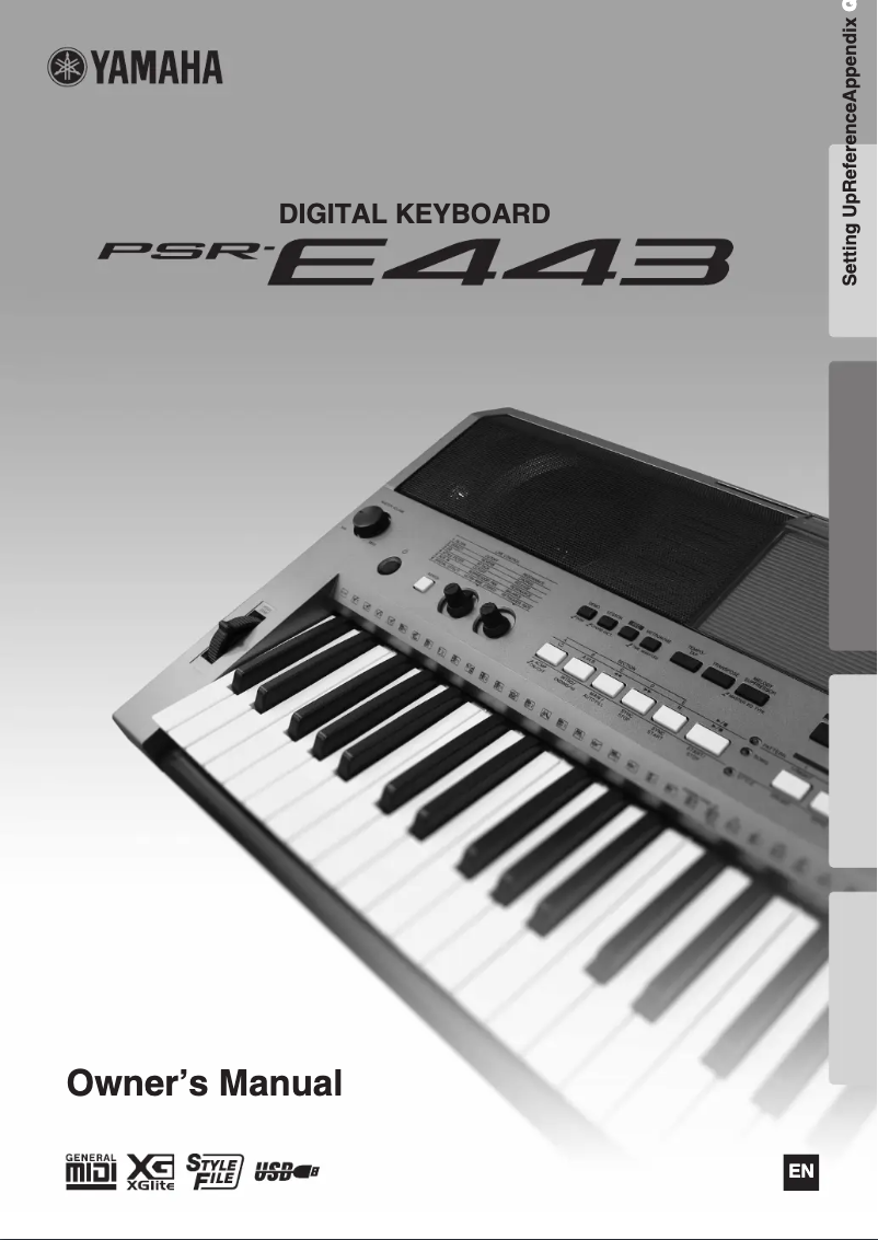 Image de la première page du manuel de l'appareil PSR-E443