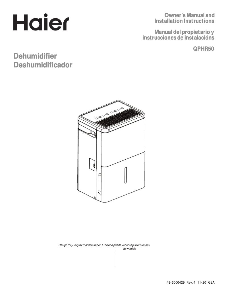 Page 1 de la notice Guide d'installation Haier QPHR50LZ