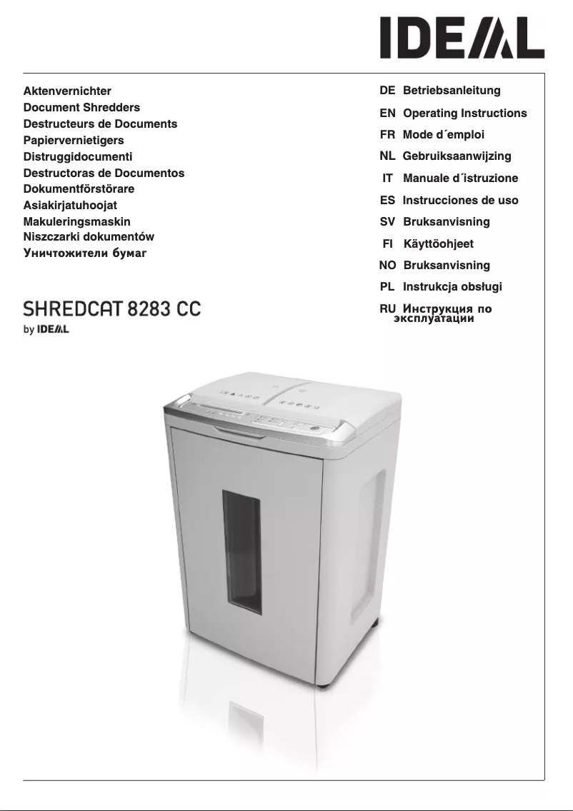 Image de la première page du manuel de l'appareil Shredcat 8283 CC