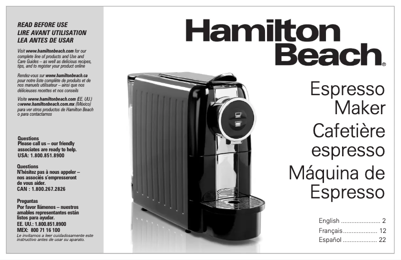 Page n°1 - Manuel utilisateur Hamilton Beach 40725