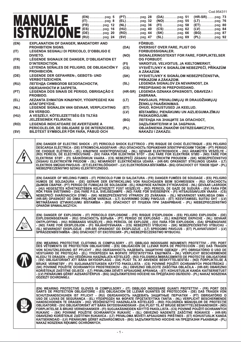 Page 1 de la notice Manuel utilisateur Telwin TW821075