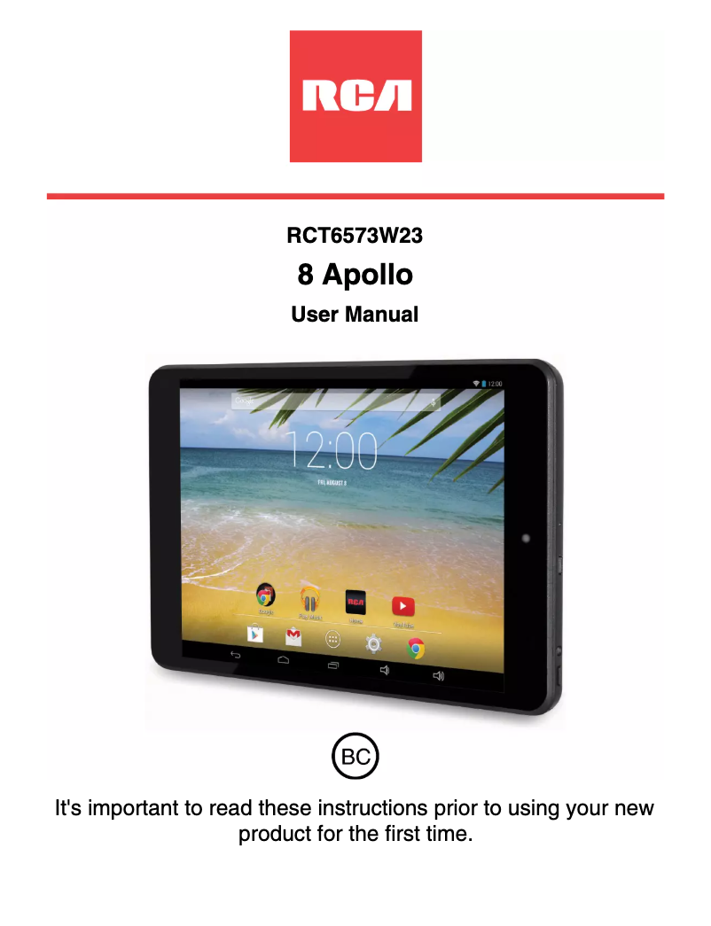 Page 1 de la notice Manuel utilisateur RCA 8 Apollo