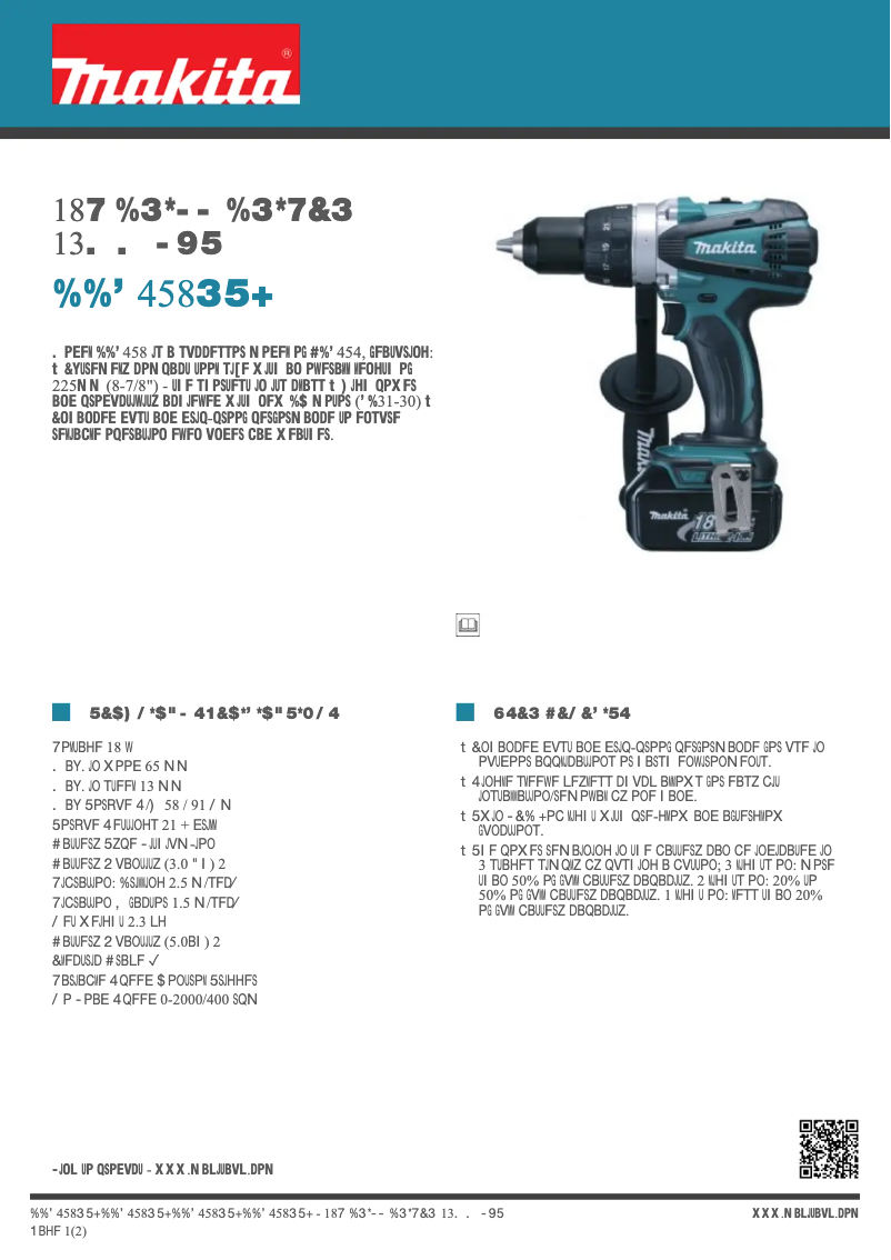 Page n°1 - Fiche technique Makita DDF458