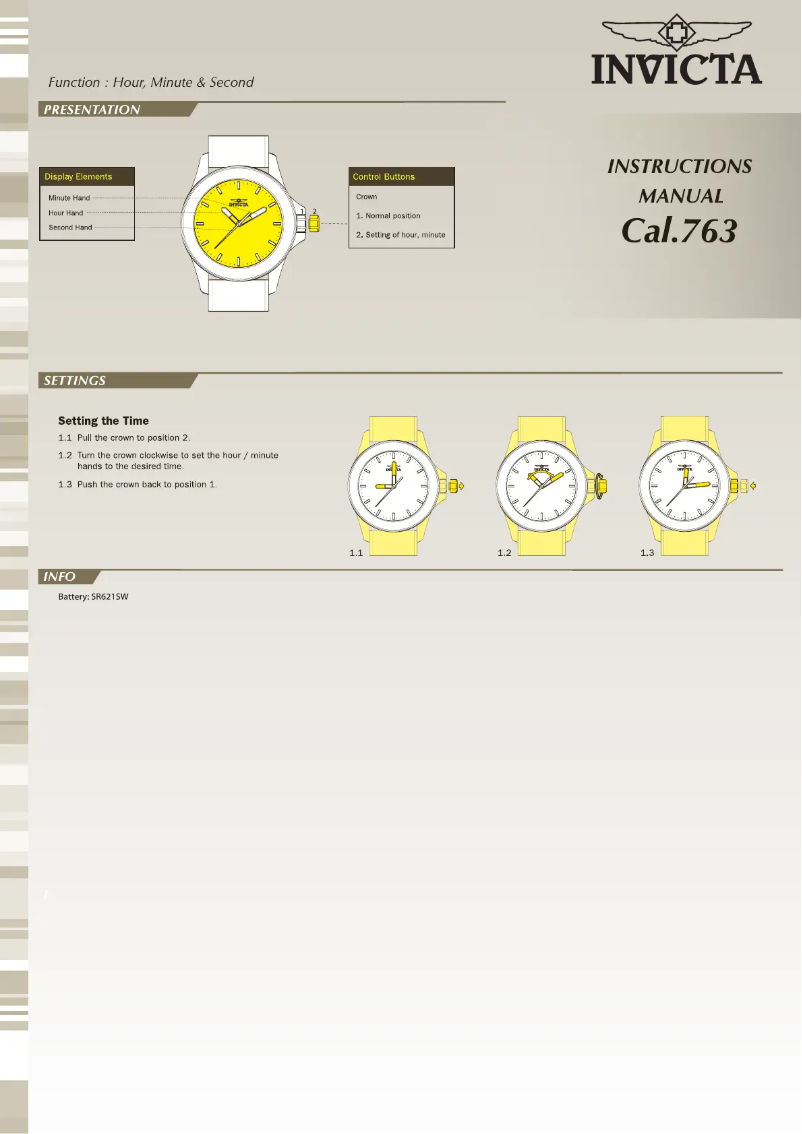 Page 1 de la notice Manuel utilisateur Invicta Wildflower 0133