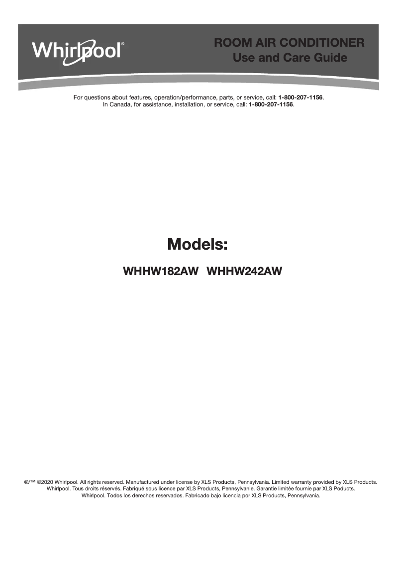 Page 1 de la notice Manuel utilisateur Whirlpool WHHW242AW
