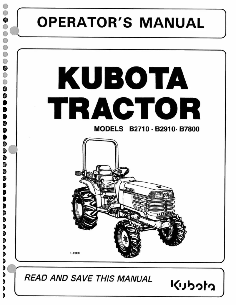 Page 1 de la notice Manuel utilisateur Kubota B2910