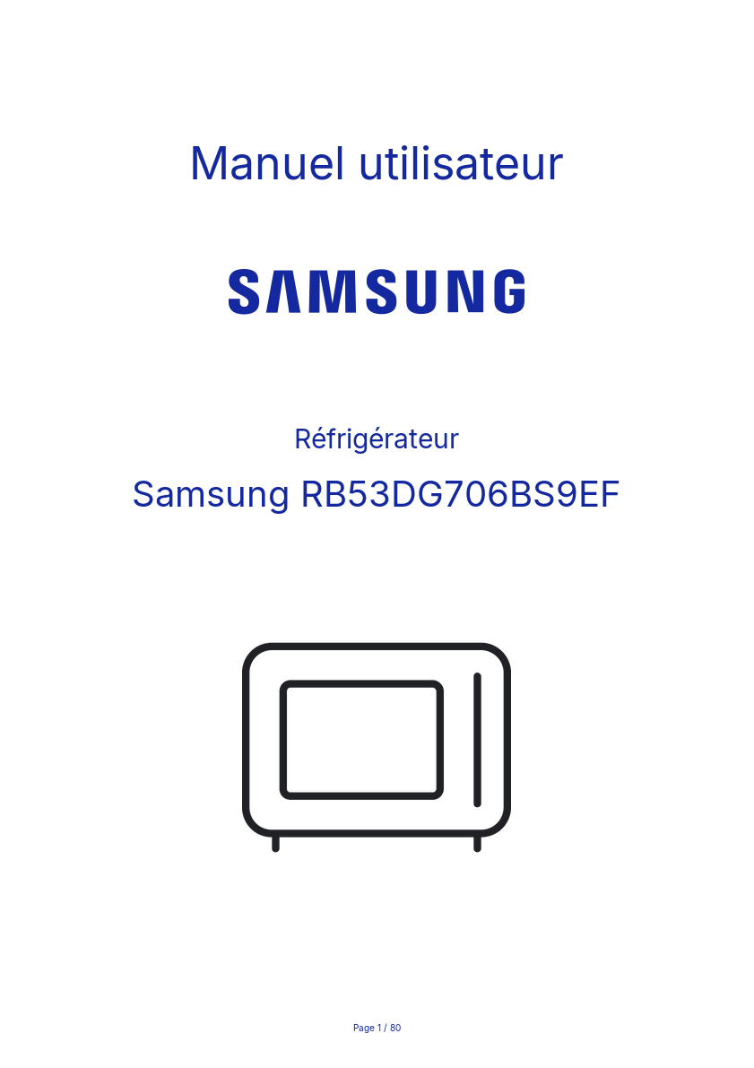 Page n°1 - Manuel utilisateur Samsung RB53DG706BS9EF