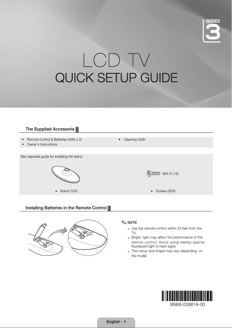 Page 1 de la notice Manuel utilisateur Samsung LE19C355D1W