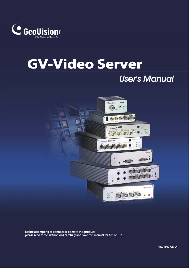 Page n°1 - Manuel utilisateur Geovision GV-VS2800