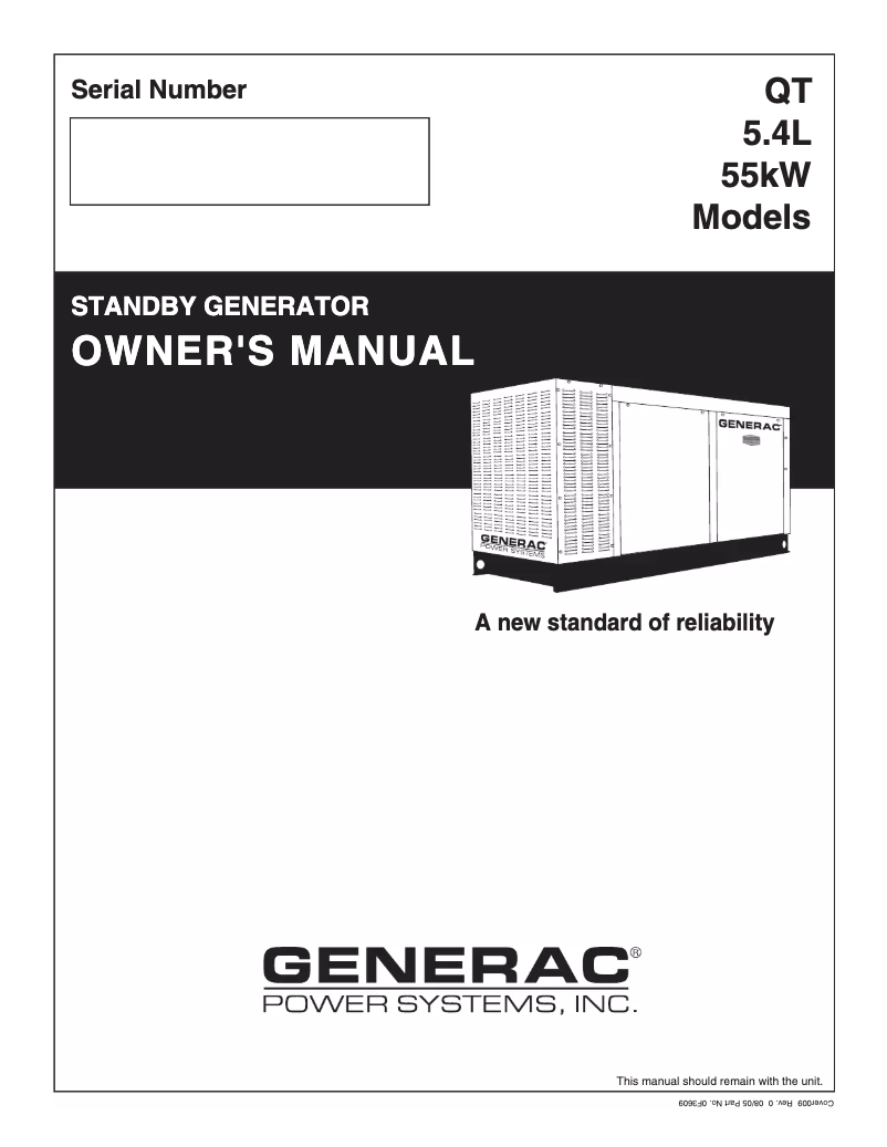 Page n°1 - Manuel utilisateur Generac QT05554AVSN