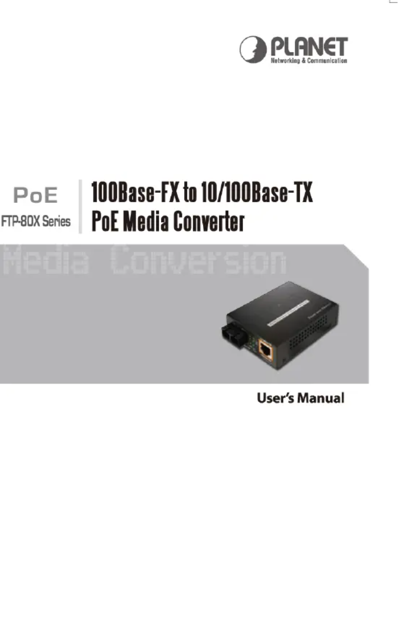 Page 1 de la notice Manuel utilisateur Planet FTP-802