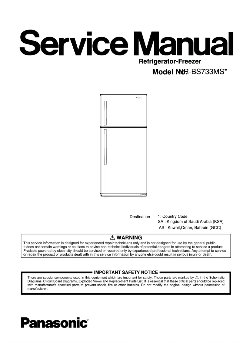 Page 1 de la notice Manuel utilisateur Panasonic NR-BS733MSSA