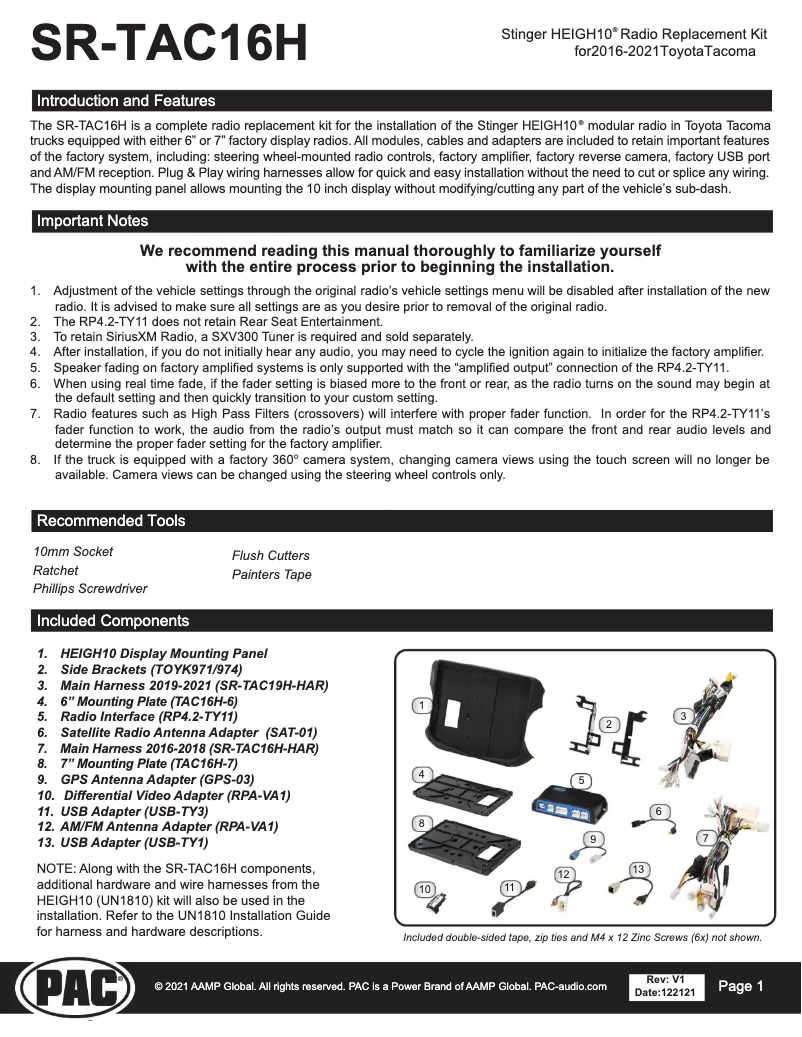 Page n°1 - Guide d'installation Stinger HEIGH10 UN1810