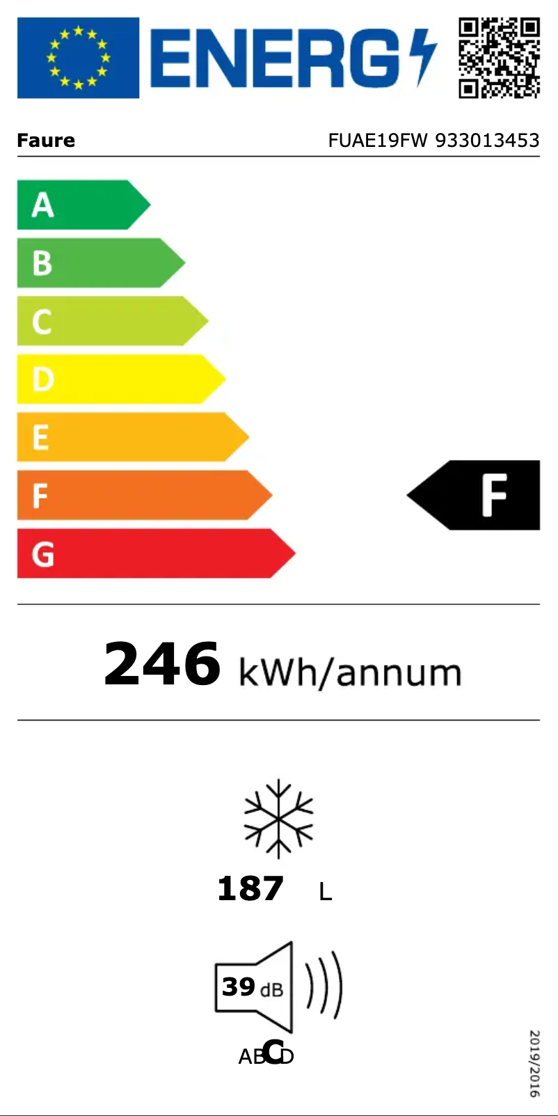 Page n°1 - Label énergétique Faure FUAE19FW