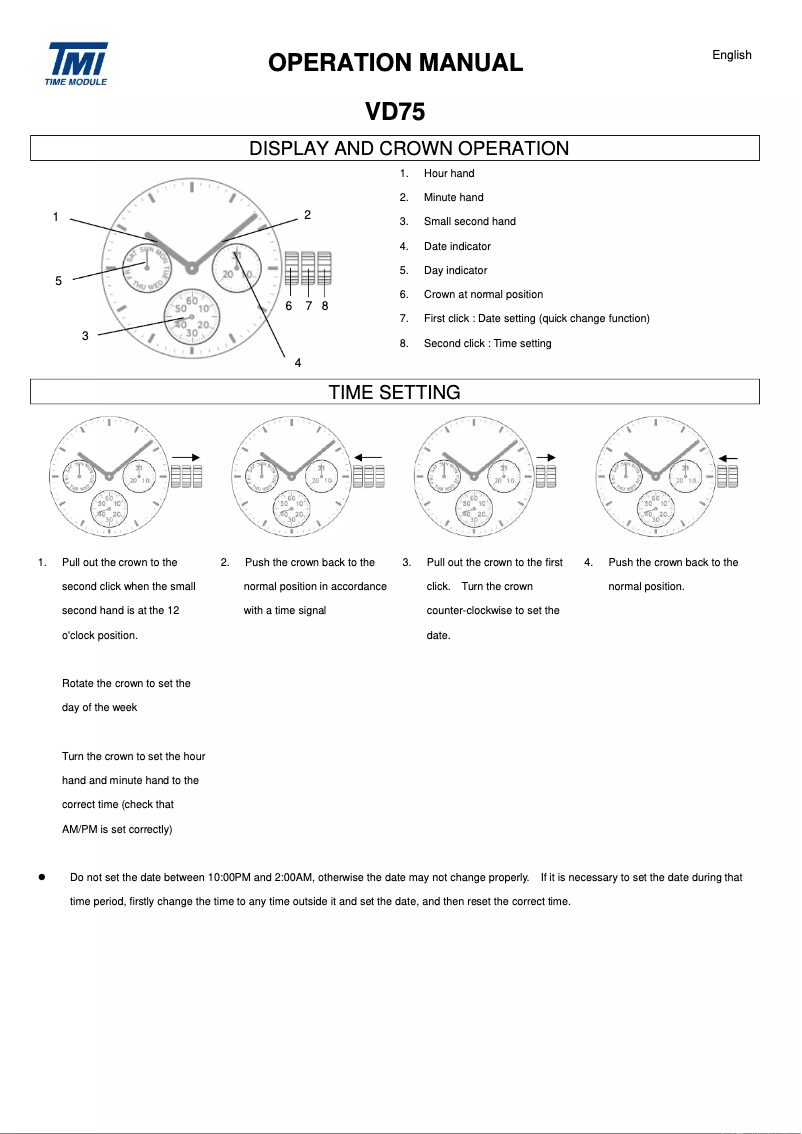 Page 1 de la notice Manuel utilisateur TMI VD75