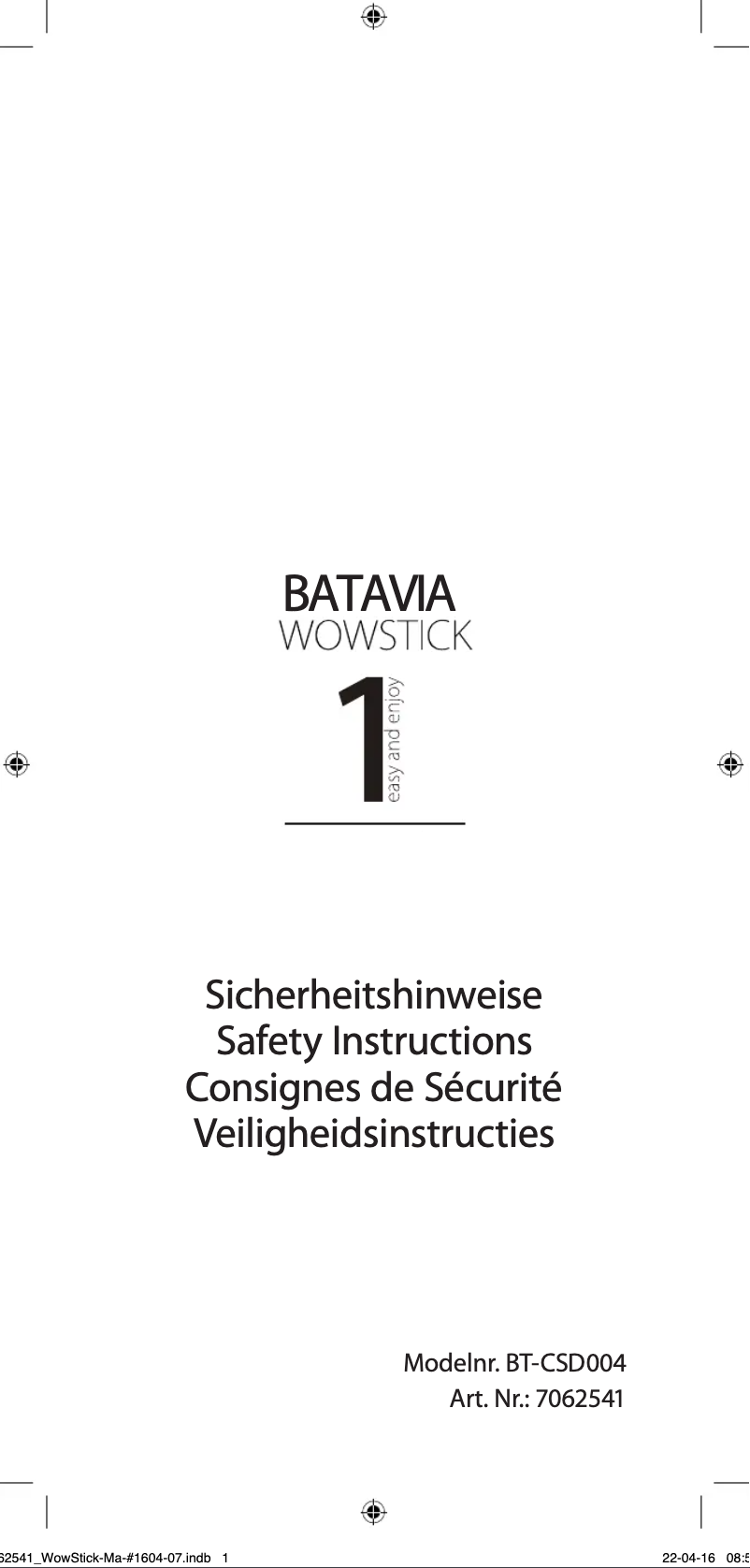 Page 1 de la notice Manuel utilisateur Batavia WowStick BT-CSD004