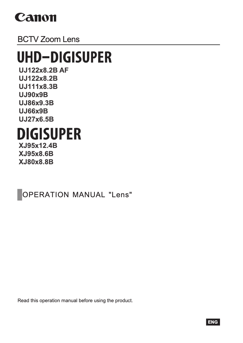 Page n°1 - Manuel utilisateur Canon UHD-DIGISUPER 27