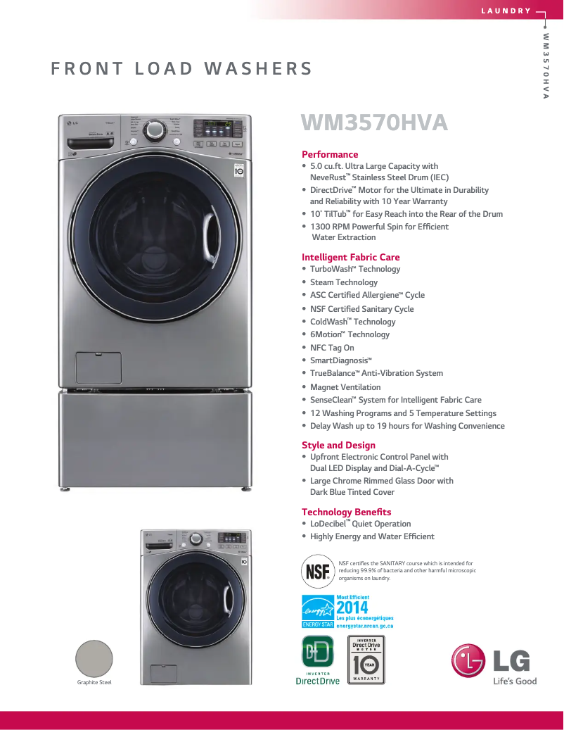 Page n°1 - Fiche technique LG WM3570HVA