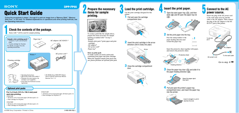 Page 1 de la notice Guide d'installation Sony DPP-FP55