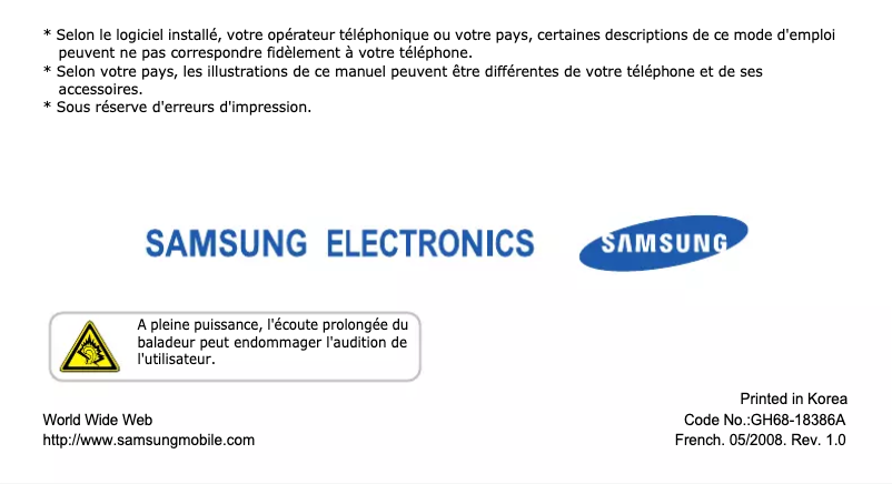Image de la première page du manuel de l'appareil SGH-L770