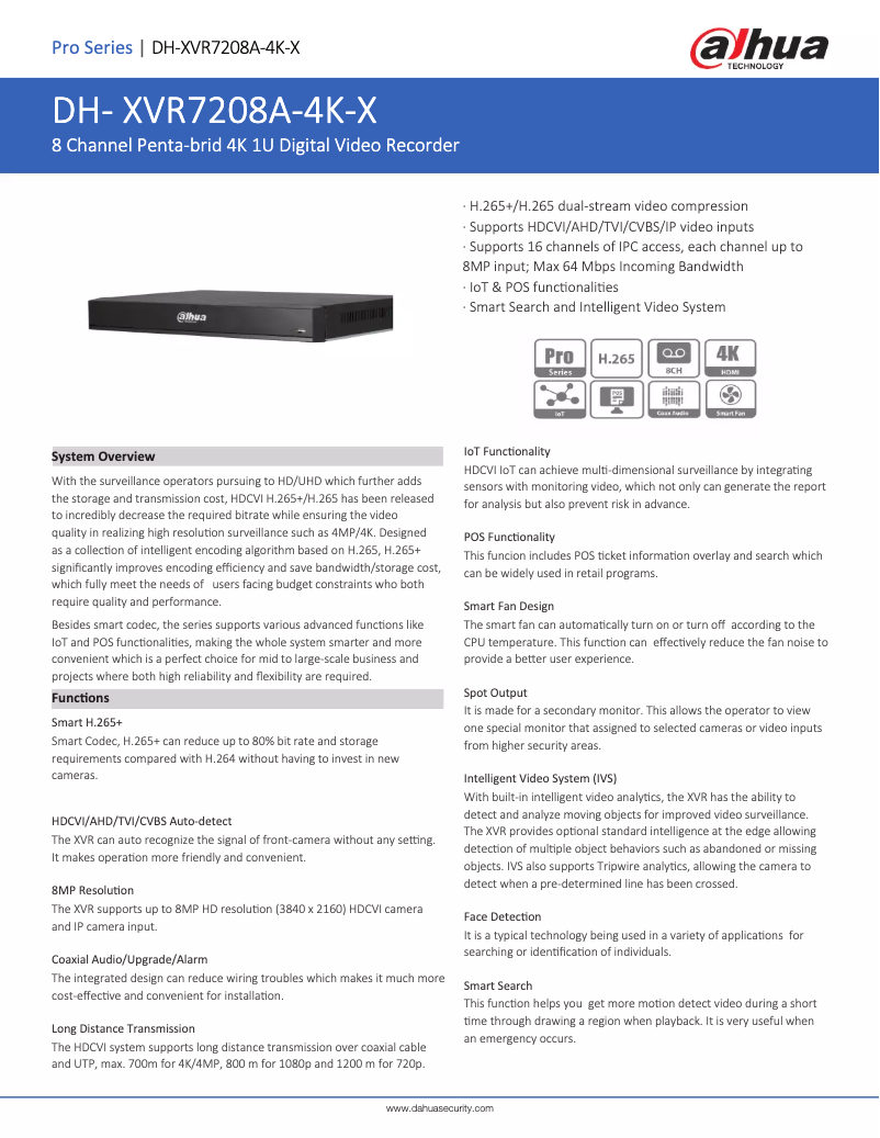 Image de la première page du manuel de l'appareil XVR7208A-4K-X