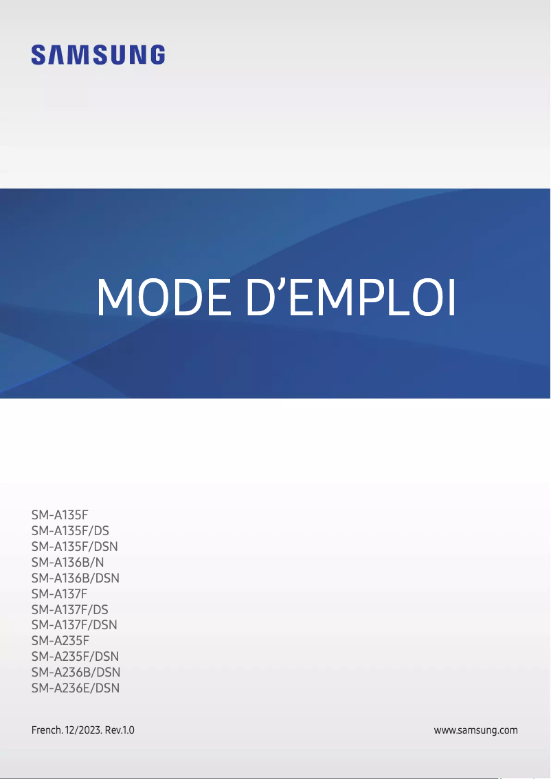 Page 1 de la notice Manuel utilisateur Samsung Galaxy A23