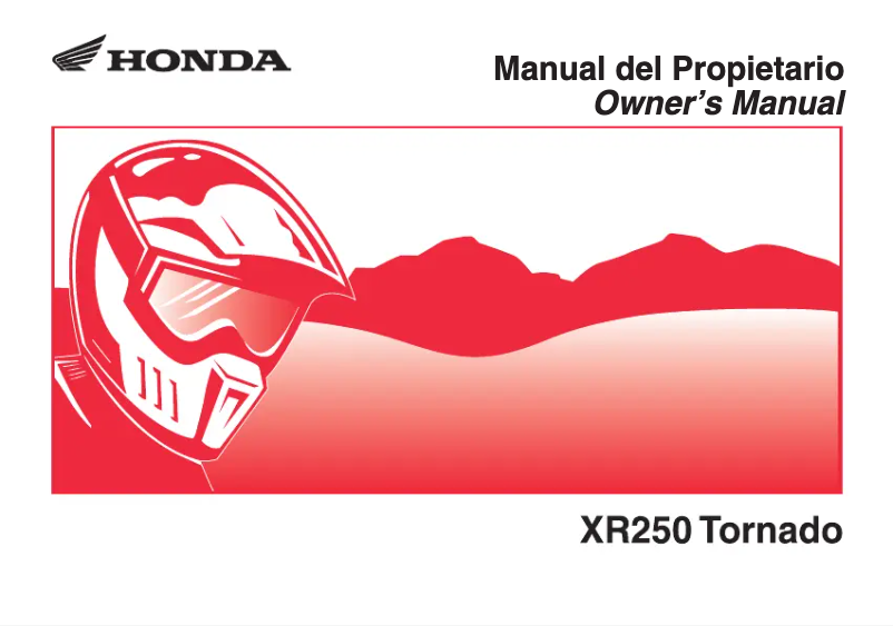 Page 1 de la notice Manuel utilisateur Honda XR250 Tornado (2017)