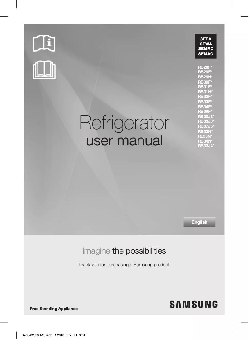 Page 1 de la notice Manuel utilisateur Samsung RB29HSR3DSA