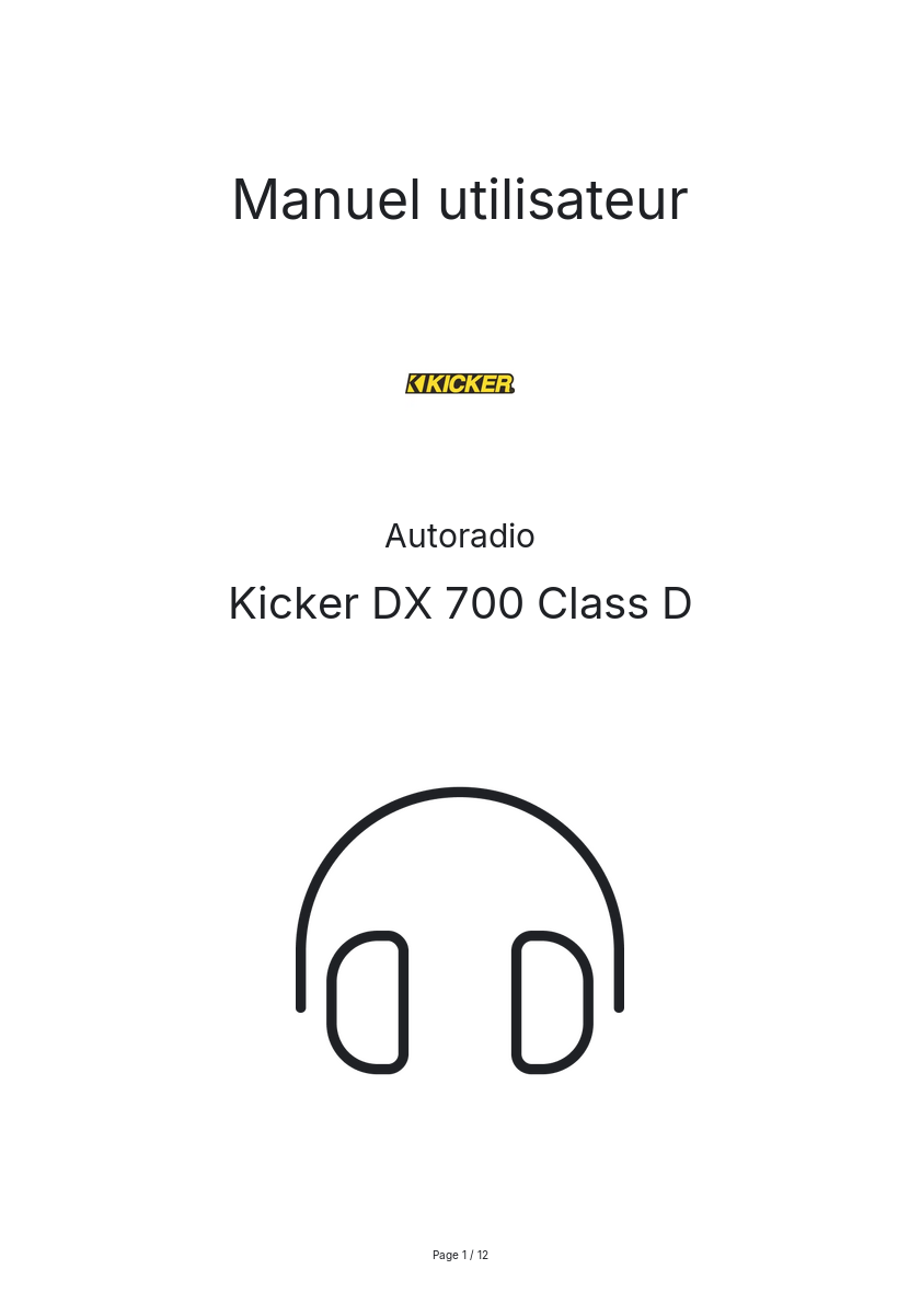 Page n°1 - Manuel utilisateur Kicker DX 700 Class D