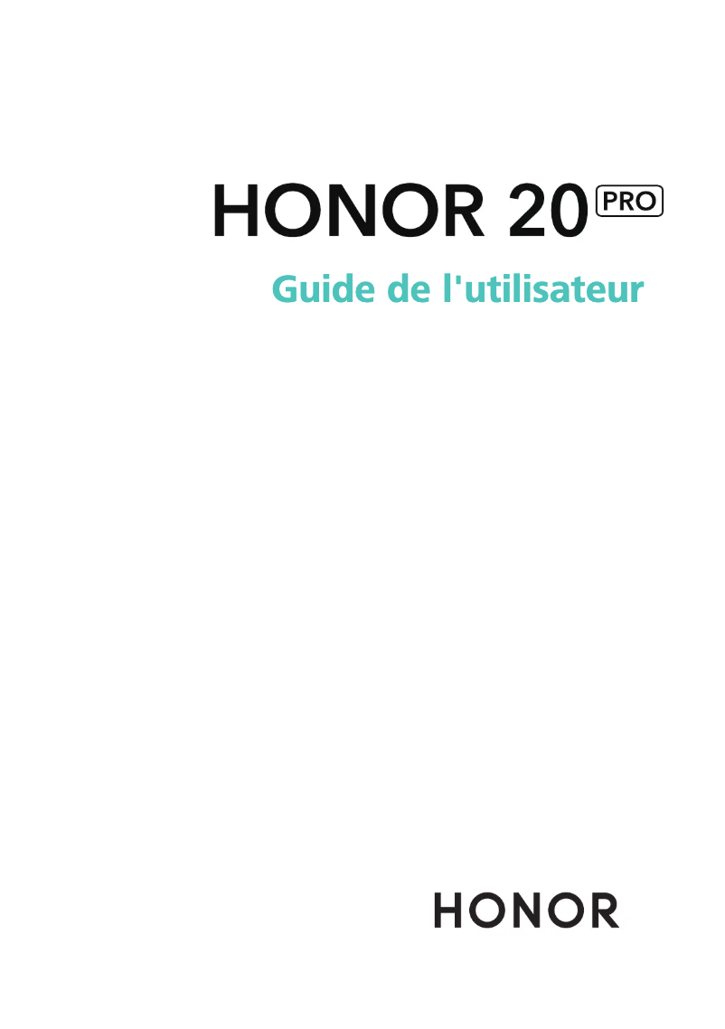 Page n°1 - Manuel utilisateur Honor 20 Pro