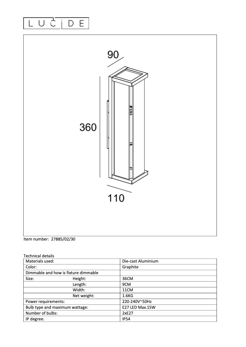 Page n°1 - Manuel utilisateur Lucide Claire mini 27885/02/30