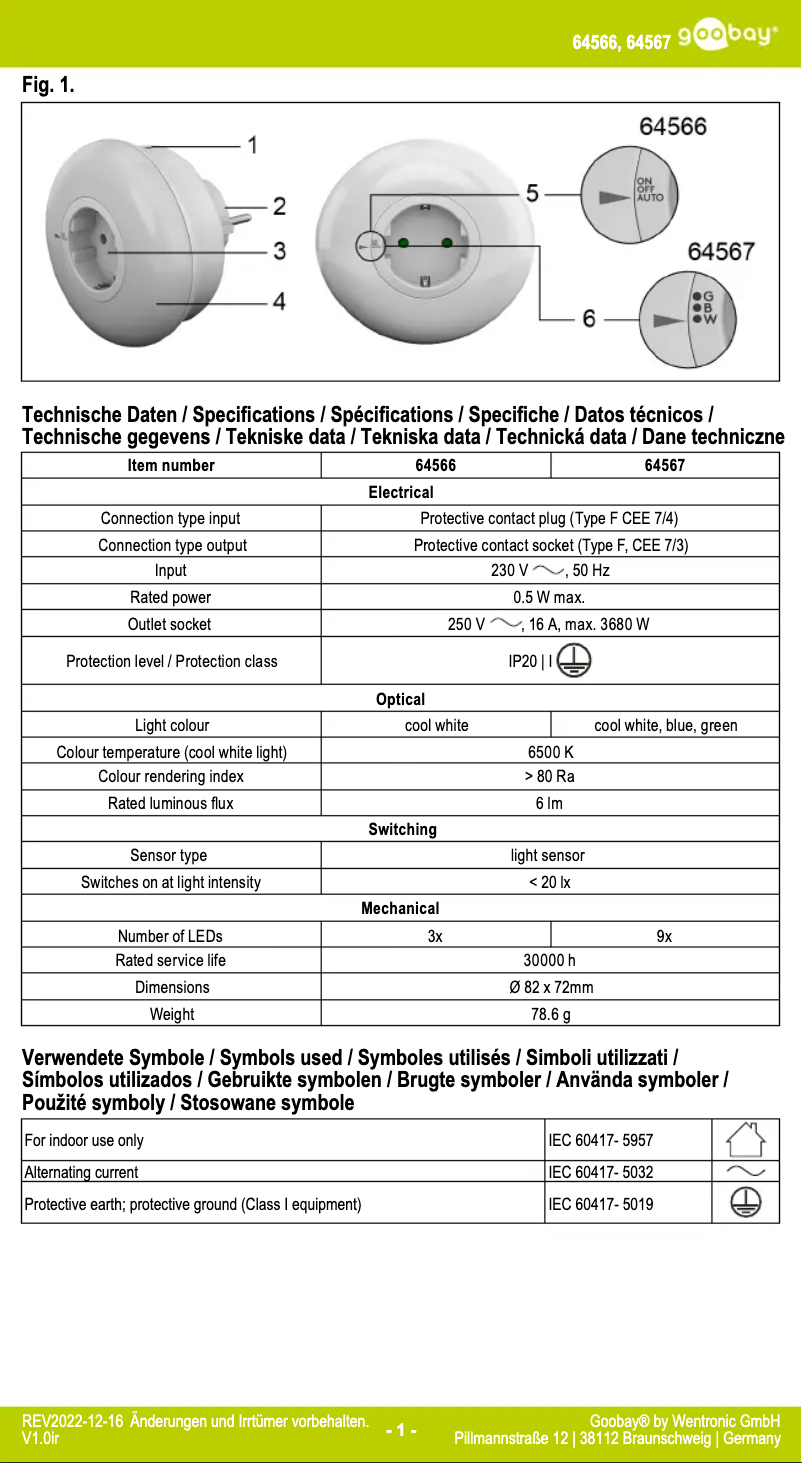 Page n°1 - Manuel utilisateur Goobay 64567